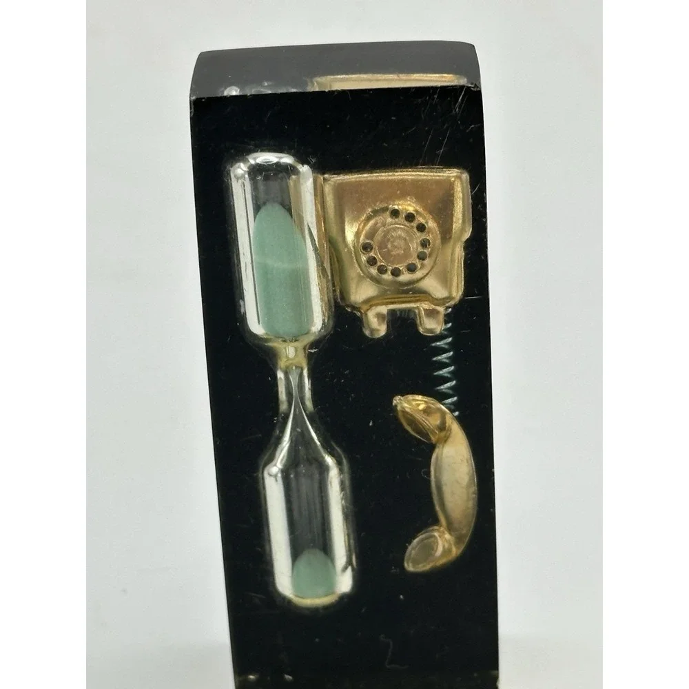 Vintage Plastic Desk Novelty-mini Rotary Telephone-& Hourglass Timer Retro Decor
